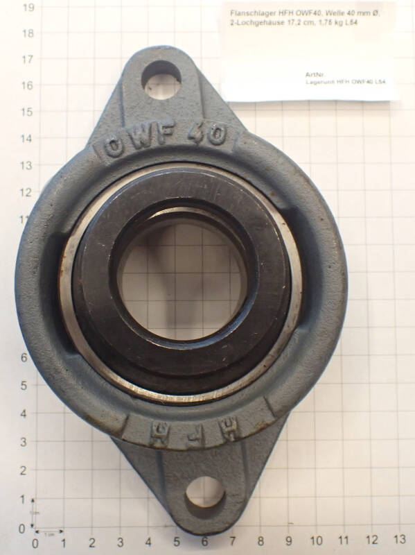 Flanschlager HFH OWF40, Welle 40 mm Ø, 2-Lochgehäuse 17,2 cm, 1,75 kg L54