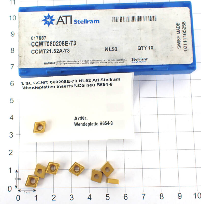 8 St. CCMT 060208E-73 NL92 Ati Stellram Wendeplatten Inserts NOS neu  B654-8