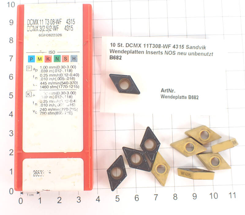 10 St. DCMX 11T308-WF 4315 Sandvik Wendeplatten Inserts NOS neu unbenutzt B682
