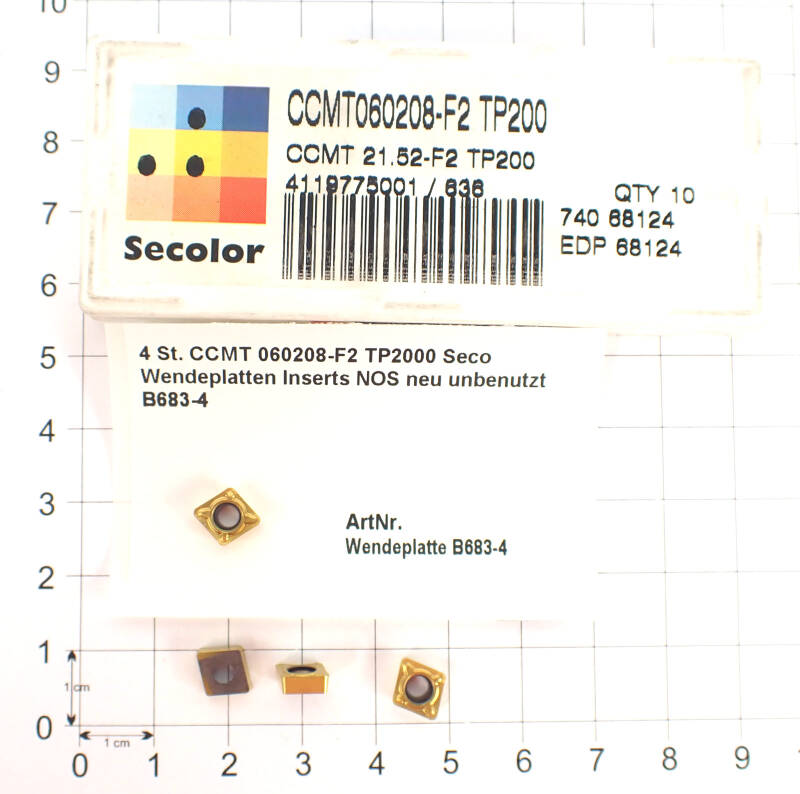 4 St. CCMT 060208-F2 TP2000 Seco Wendeplatten Inserts NOS neu unbenutzt B683-4