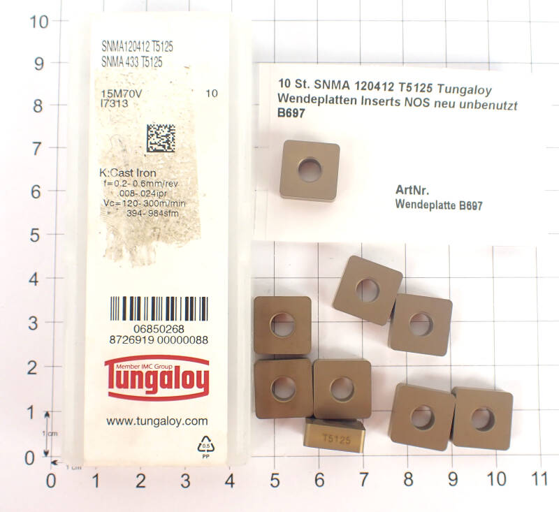10 St. SNMA 120412 T5125 Tungaloy Wendeplatten Inserts NOS neu unbenutzt B697