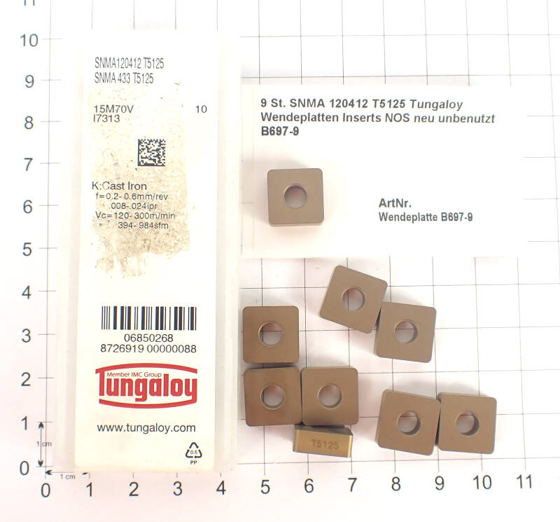 9 St. SNMA 120412 T5125 Tungaloy Wendeplatten Inserts NOS neu unbenutzt B697-9