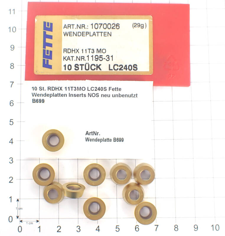 10 St. RDHX 11T3MO LC240S Fette Wendeplatten Inserts NOS neu unbenutzt B699