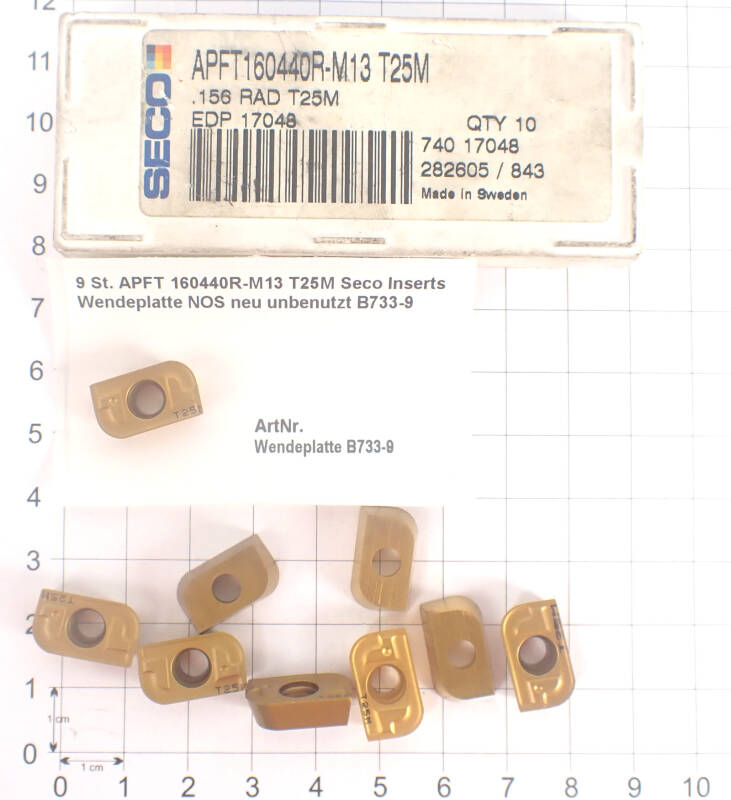 9 St. APFT 160440R-M13 T25M Seco Inserts Wendeplatte NOS neu unbenutzt B733-9