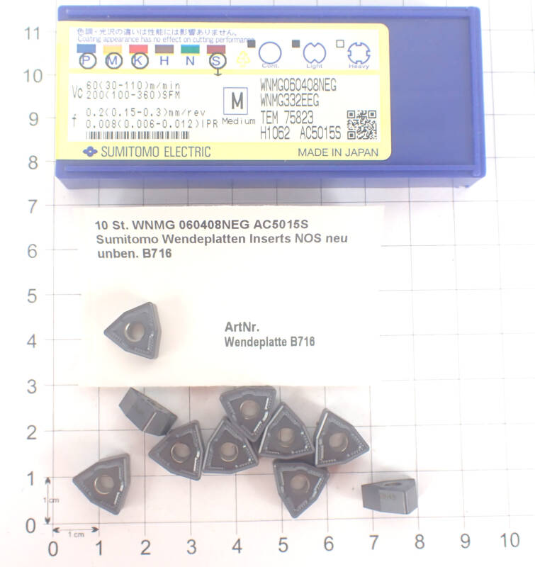10 St. WNMG332EEG AC5015S Sumitomo Wendeplatten Inserts NOS neu unben. B716_US