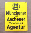 Münchener und Aachener Versicherung...Emailschild  sehr alt, gewölbt enamel sign