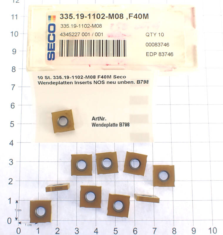 10 St. 335.19-1102-M08 F40M Seco Wendeplatten Inserts NOS neu unben. B798