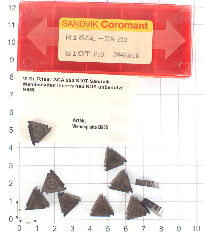 10 St. R166L-3CA 250 S10T Sandvik Wendeplatten Inserts neu NOS unbenutzt B865