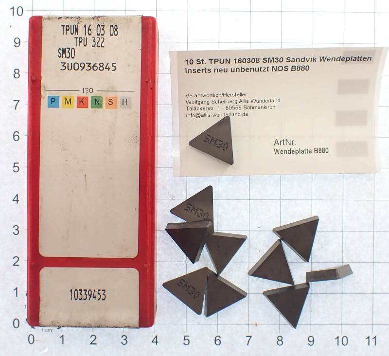 10 St. TPUN 160308 SM30 Sandvik Wendeplatten Inserts neu unbenutzt NOS B880