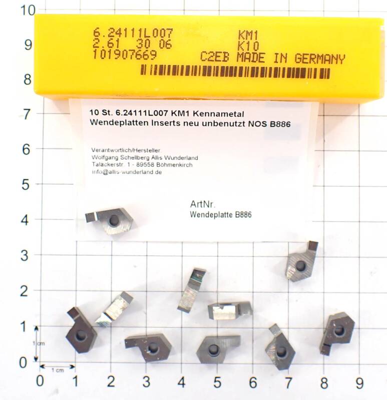 10 St. 6.24111L007 KM1 Kennametal Wendeplatten Inserts neu unbenutzt NOS B886
