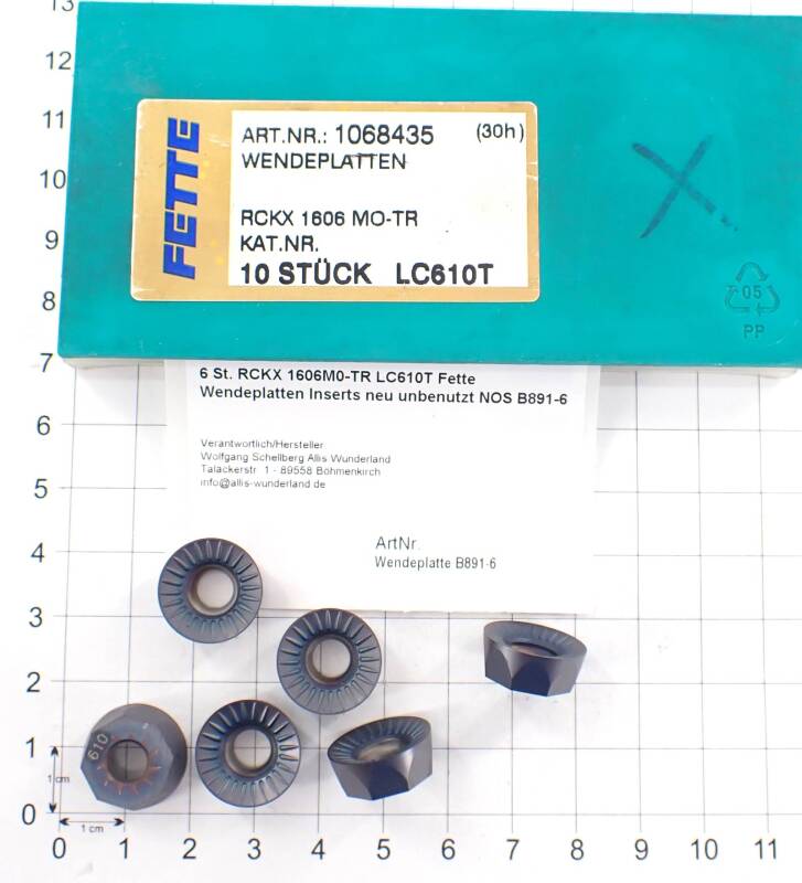 6 St. RCKX 1606M0-TR LC610T Fette Wendeplatten Inserts neu unbenutzt NOS B891-6