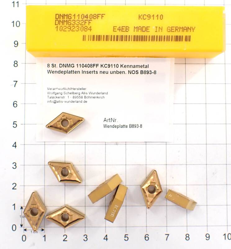 8 St. DNMG 110408FF KC9110 Kennametal Wendeplatten Inserts neu unben. NOS B893-8