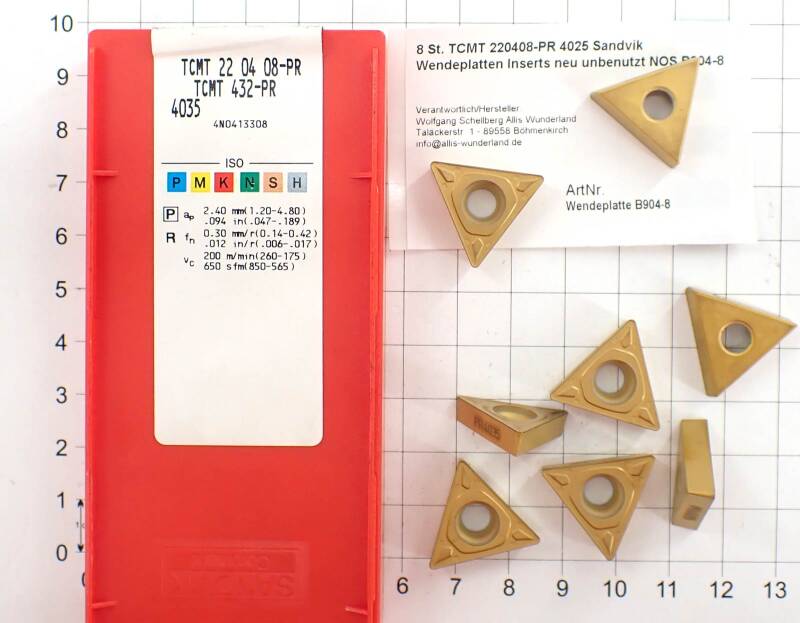 8 St. TCMT 220408-PR 4025 Sandvik Wendeplatten Inserts neu unbenutzt NOS B904-8