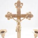 Jesus Altarkreuz mit 2 Beistellern Metallguss goldfarben 34 cm hoch H204