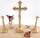 Jesus Altarkreuz mit 2 Beistellern Metallguss goldfarben 34 cm hoch H204