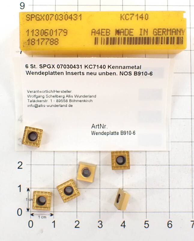 6 St. SPGX 07030431 KC7140 Kennametal Wendeplatten Inserts neu unben. NOS B910-6