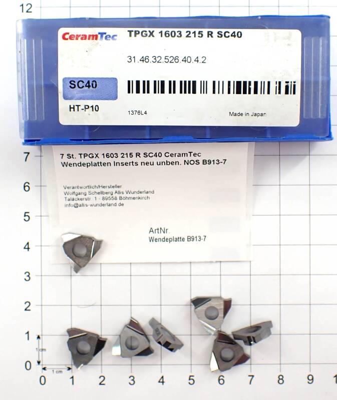 7 St. TPGX 1603 215 R SC40 CeramTec Wendeplatten Inserts neu unben. NOS B913-7