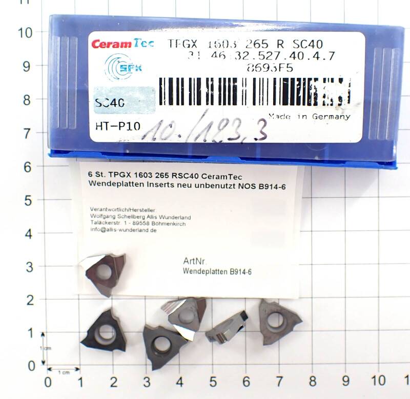 6 St. TPGX 1603 265 RSC40 CeramTec Wendeplatten Inserts neu unbenutzt NOS B914-6