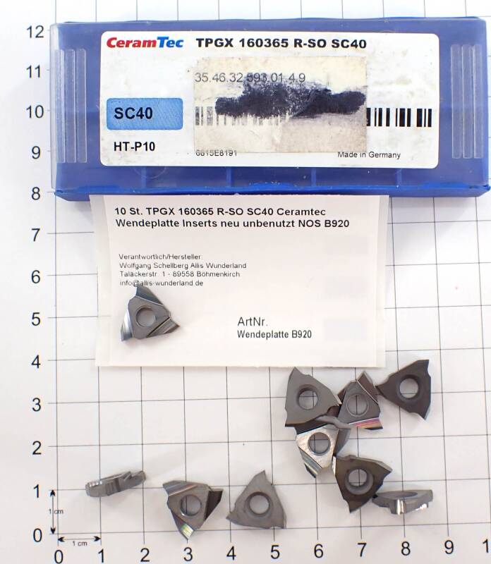 10 St. TPGX 160365 R-SO SC40 Ceramtec Wendeplatte Inserts neu unbenutzt NOS B920