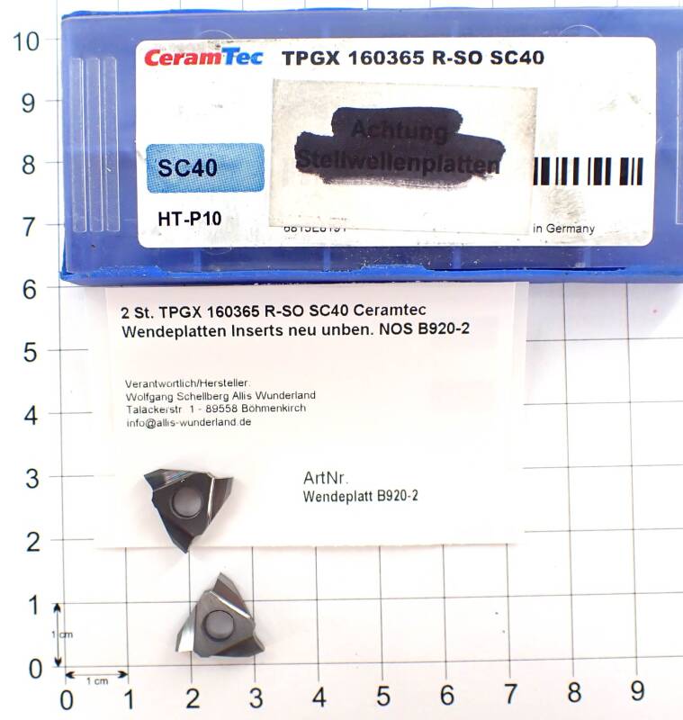 2 St. TPGX 160365 R-SO SC40 Ceramtec Wendeplatten Inserts neu unben. NOS B920-2