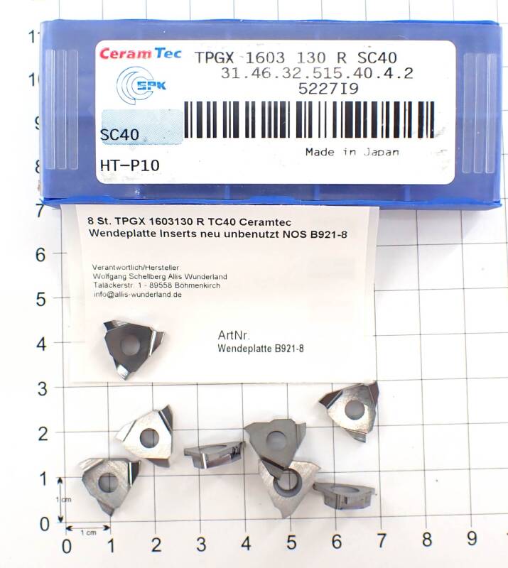 8 St. TPGX 1603130 R TC40 Ceramtec Wendeplatte Inserts neu unbenutzt NOS B921-8
