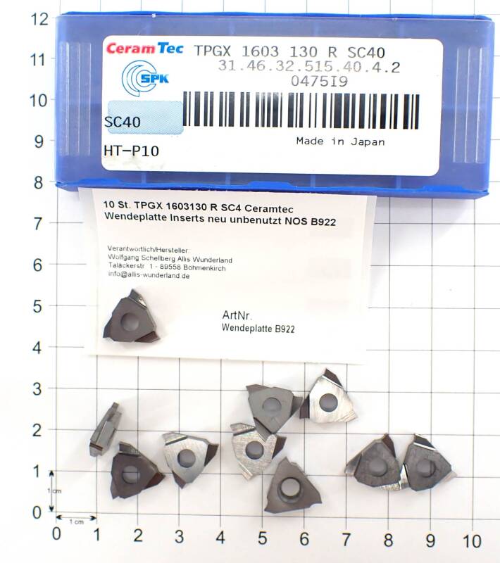 10 St. TPGX 1603130 R SC4 Ceramtec Wendeplatte Inserts neu unbenutzt NOS B922