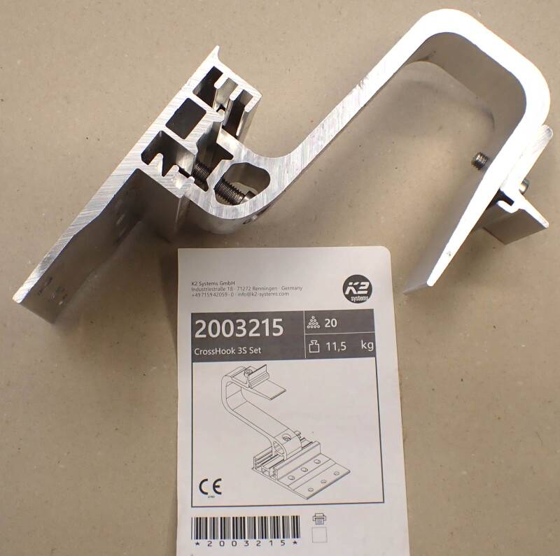 Crosshook 3S von K2 für SingleRail / CrossRail Schrägdach verstellbar Sol01