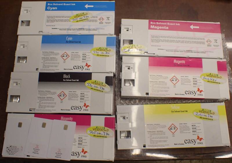 Konvolut Tinten 220 ccm Eco Solvent Ink angebrochen Mutoh mit Smart Card H258
