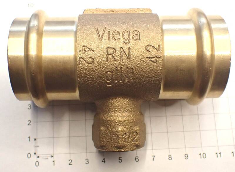 Pressfitting Viega Sanpress  T-Stück 42 x 1/2" IG x 42mm, verm Rotguss H265