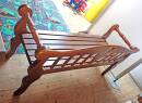 schwere Massivholzbank Vintage 80er Jahre, Parkbank sehr guter Zustand H292