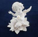 3er Set Putten Engel auf Blüten mit Perle Kunststein Dekofiguren 11 cm