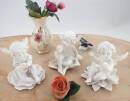 3er Set Putten Engel auf Blüten mit Perle Kunststein Dekofiguren 11 cm