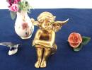 goldene Putte Engel Keramik 14 cm hoch sitzend mit...