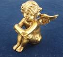 goldene Putte Engel Keramik 14 cm hoch sitzend mit...