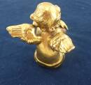 goldene Putte Engel Keramik 14 cm hoch sitzend mit verschr. Armen 27903A