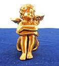 goldene Putte Engel Keramik 14 cm hoch sitzend mit verschr. Armen 27903A