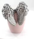 Engelsflügel silber Kantenhocker, Tassengucker Deko für Blumentopf 23560AG