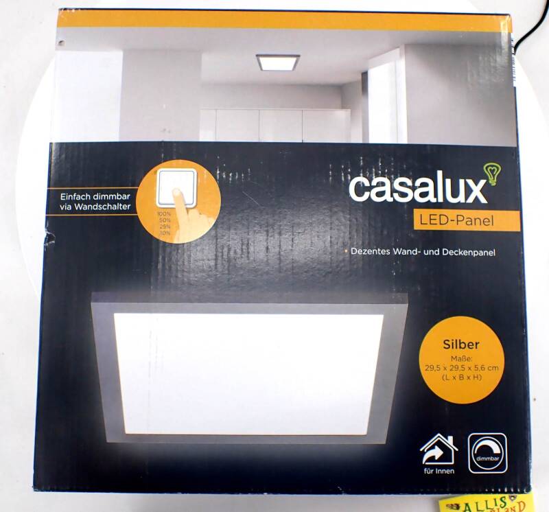 LED Leuchte 295 x 295 mm, 230 volt 12 Watt OVP Rahmen silber H295S