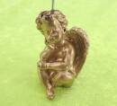 sitzender Engel / Putte als Karten- Fotohalter goldfarben 12,5/5 cm hoch