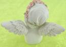 Engelskopf auf Kinn gestützt Blüten-Glitzerkranz 10 cm hoch, Kunststein