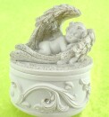 Schatulle mit Engel Glassteinen und Glitzer8 x 7 cm 9cm hoch Kopf rechts