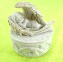 Schatulle mit Engel Glassteinen und Glitzer 8 x 7 cm 9cm hoch Kopf links