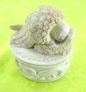 Schatulle mit Engel Glassteinen und Glitzer 8 x 7 cm 9cm hoch Kopf links