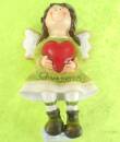 Engel Putte als Kantenhocker lustiges Motiv mit rotem Herz 12 cm hoch Kunststein