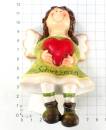 Engel Putte als Kantenhocker lustiges Motiv mit rotem Herz 12 cm hoch Kunststein