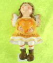 Engel Putte als Kantenhocker lustiges Motiv mit Herz gelb 12 cm hoch Kunststein