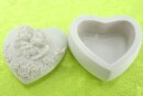 Herzdöschen mit 2 Engelsköpfen im Deckel Ø 5 cm Kunststein Schatulle
