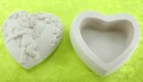 Herzdöschen Engel mit gesp. Pfeil + Bogen im Deckel Ø 5 cm Kunststein Schatulle