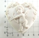 Herzdöschen Engel mit gesp. Pfeil + Bogen im Deckel Ø 5 cm Kunststein Schatulle