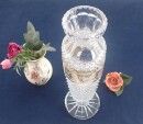 ältere hohe Bleikristall Vase fein geschliffener vergoldeter Teil30 cm hoch H301